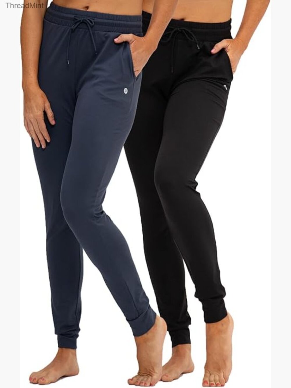 2 Pack Womens Joggers with Pockets, Drawstring Sweatpants for Lounging Jogging